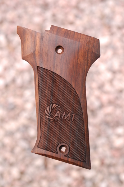 AMT/AM .44/.357 Arcadia Machine & Tool Checkered Walnut Pistol Grips w/AM Logo 