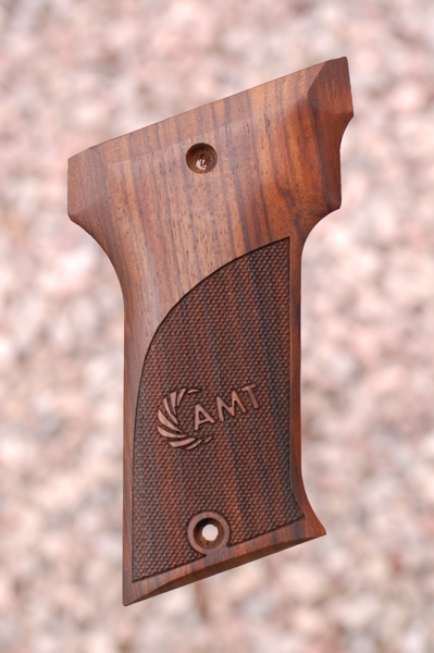AMT .44/.357 Arcadia Machine & Tool Checkered Walnut Pistol Grips w/AMT Logo 