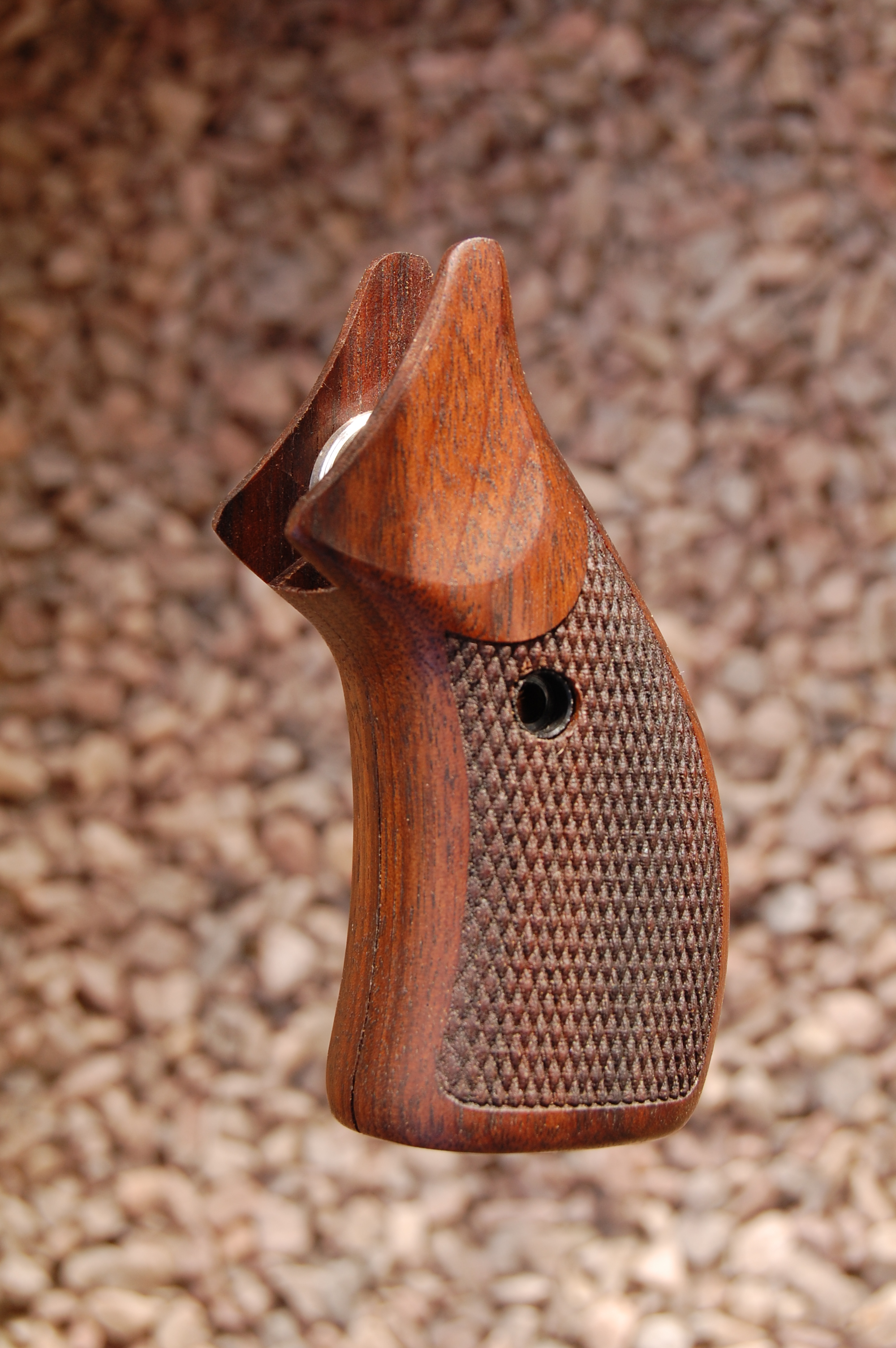 CHECKERED WOOD Handle grips New Grips Fit For S&W N  ROUND BUTT  GRIPS 